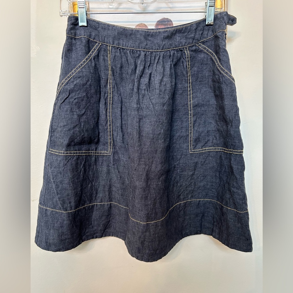 Eileen Fisher, Blue Denim, Linen, Skirt, XS